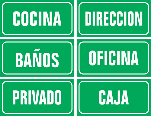 Combo Carteles Señalización Interior Personalizados C-02-132 Verde