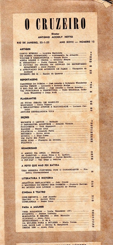Revista O Cruzeiro 1955 Aniversario D 388 Ano Rio De Janeiro