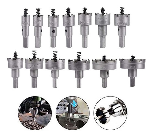 13 Brocas Copa Sierra Hss De Carburo Para 16-53mm