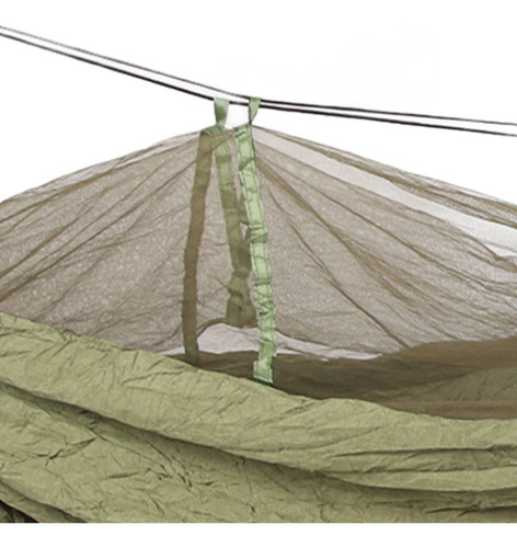 Hamaca De Camping Con Red 210t Nylon Para Viajes Ourdoor Verde Musgo