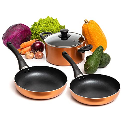 4 Peice Nonstick , Aluminum, Copper Pots And Pans Set W...