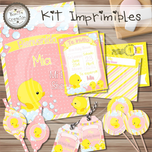 Kit Imprimible Patito Nena -cumple/candy Bar/ Baby Shower-