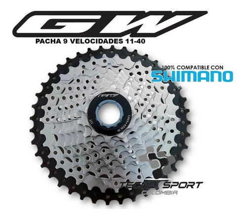 Imagen 2 de 6 de Pacha Cassette Gw 9 Velocidades 11-40 Compatible Con Shimano