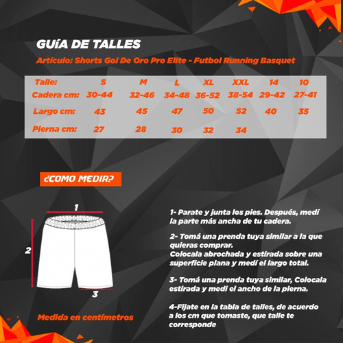Shorts Gol De Oro Pro Elite - Futbol Running Basquet