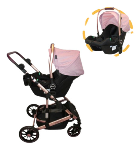 Carriola 4 En 1 Reversible Con Portabebé - Victoria Ibaby Rosa Negro