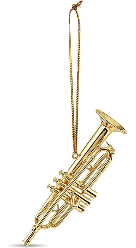 Instrumento Musical Navidad Ornamento  Trompeta  Oro