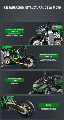 Moto Ducati Kawasaki Para Armar Construcción Technic Dat V4 809 Kawasaki Ka Z1