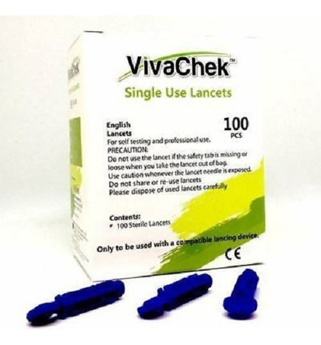 Lancetas Vivachek 50und 28g (color Azul) En Bolsa Ziploc