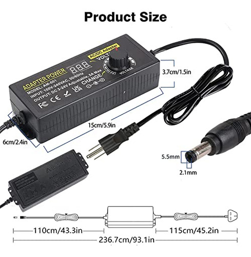 Pack Adaptador De Corriente Universal 5a 120w Ajustable