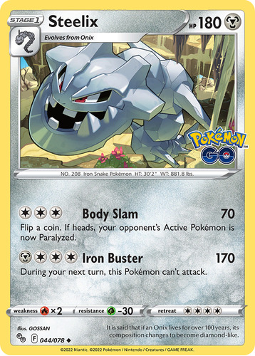 Steelix 44/78 Carta Pokemon Pokémon Go Sword & Shield