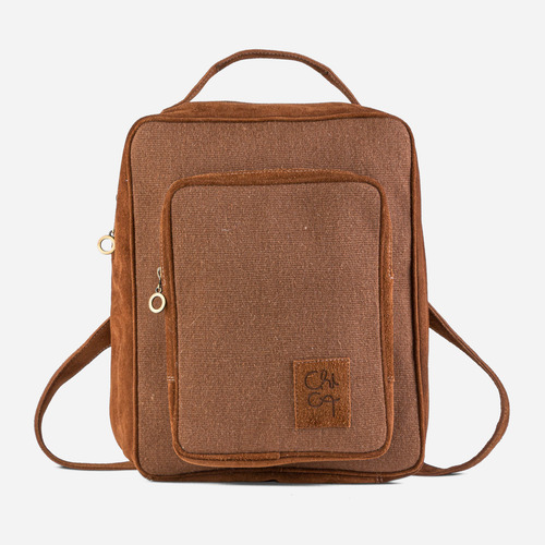 Mochila Cóndor - Cuero Gamuzado Con Tejido Tafetán