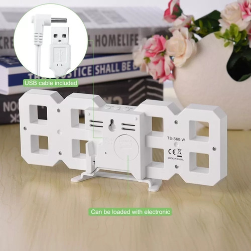 Relogio Mesa Parede Led Decorativo Termometro Alarme Verm.