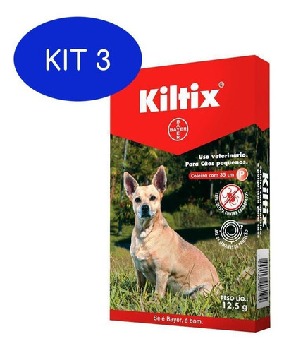 Kit 3 Coleira Anti Pulgas Kiltix Pequena 35 Cm - Bayer