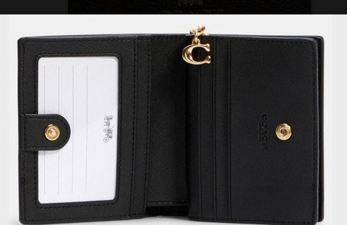 Cartera Coach Snap Wallet Marrón Oscuro Liso