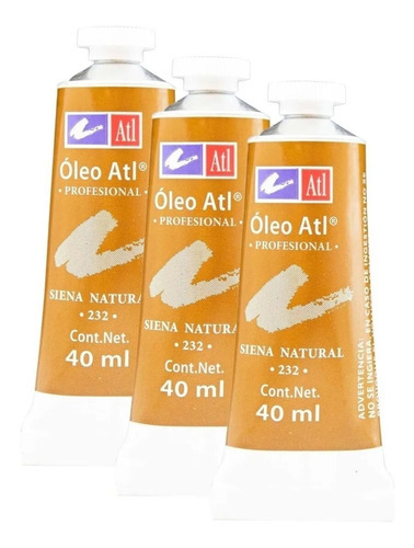 Oleo Atl T-14 40ml Arte Pintura Colores A Escoger 3 Pack Color del óleo Siena Natural No.232 3Pzs