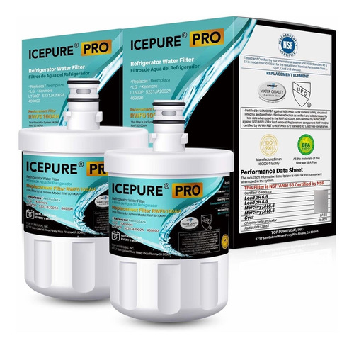 Agua Para Refrigerador Icepure Pro Lt500p LG 2 Unidad