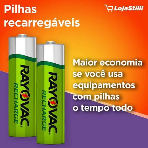 04 Pilhas Aa Recarregáveis 1350mah Rayovac 2 Cart C/ 2 Unid
