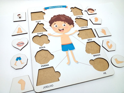 Brinquedo Educativo Jogo Tabuleiro Partes Do Corpo Menino