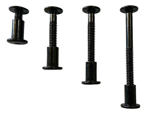Tornillo Conector Negro 1/4x30 Mm Con Tuerca (100 Jgos)
