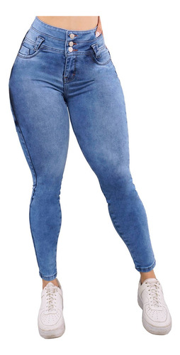 Jeans Mujer Corte Colombiano Mezclilla Levanta Pompas