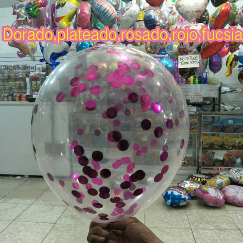 Globo Metalizado Látex Con Confeti Oferta Mayor Y Detal