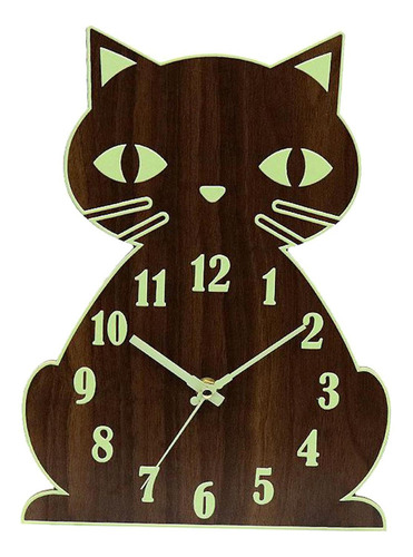 Reloj De Pared De Gato Luminoso Números De Luz De Noche