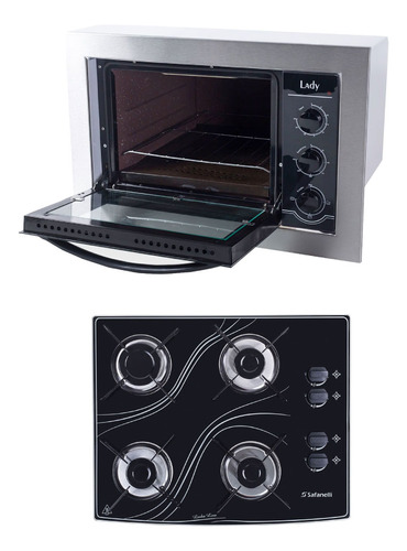 Kit Forno Embutir 45l E Cooktop 4 Bocas Color Frete Grátis 