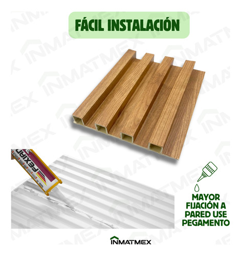 Panel Lambrin Madera Wpc 12 Pzs 1mx16cm Inmatmex