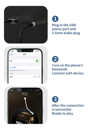 Receptor Bluetooth Para Coche Llamada Manos Libres Música