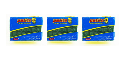Patito Kit X 3 Esponjas Fibra Cuadritos Salva Uñas Limpieza