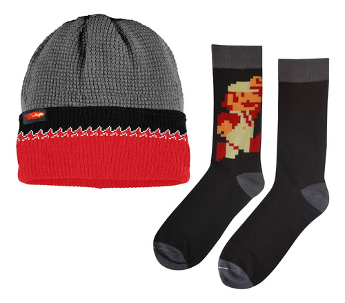 Dungeon Mario Bros Classic Fire Sock & Beanie/knit Cap Gift 