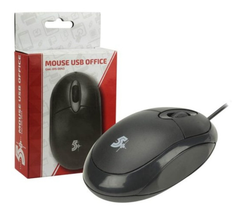Mouse Ótico Premium Escritório Usb Office 1000 Dpi Preto 5+