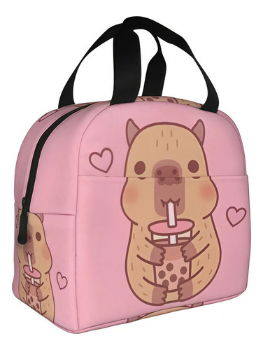 Bolsa De Almuerzo Aislante Con Forma De Capibara Rosa