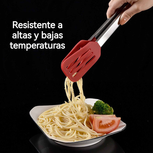 3 Pinzas De Cocina Con Espátula De Silicona Antiadherente