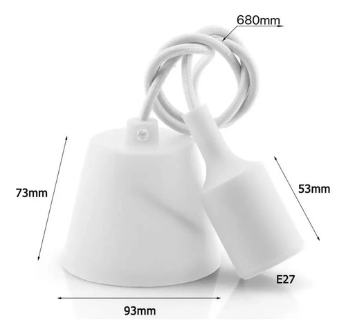 Lampara Soquete Luz Colgante+cable E27 Silicona Colores