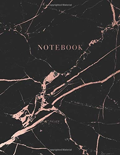 Notebook Black And Gold Marble | Elegant Rose Gold Lettering