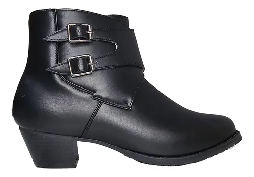 comprar Botín Juvenil De Huaso Negro Con Hebillas Y Tacón Bajo 7604