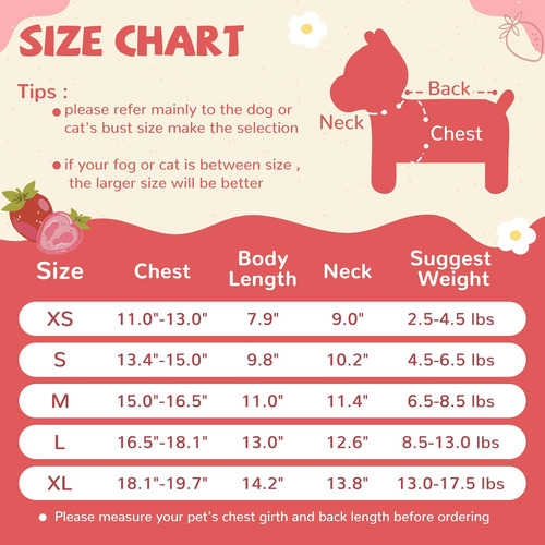 Vestido De Perro Pequeño Con Fresa Impresa Para Verano