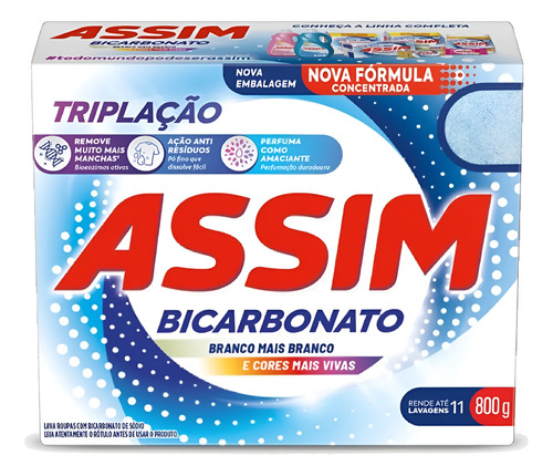 Sabão Em Pó Assim Bicarbonato Tira Manchas 800g Kit Com 5 Un