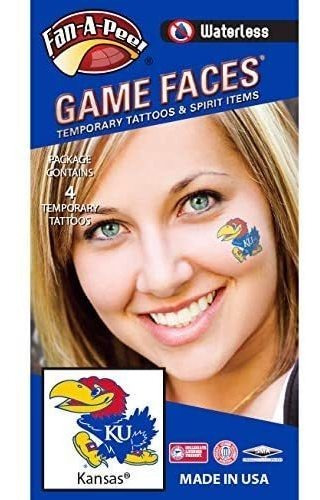 Kansas University (ku) Jayhawks - Tatuajes Temporales Sin Ag