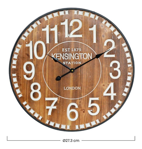 Reloj De Pared San Miguel Decoracion Blanco Y Madera Ø27.3cm