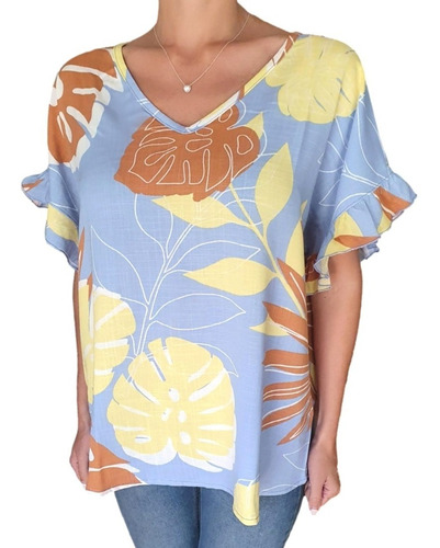 Imagen 2 de 4 de Blusa Camisola Lino Mujer - Talles Grandes Xxxl