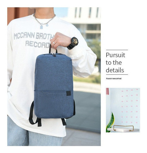 Mochila Mini Cross para hombre, pecho diagonal, USB, color azul, diseño de tela lisa