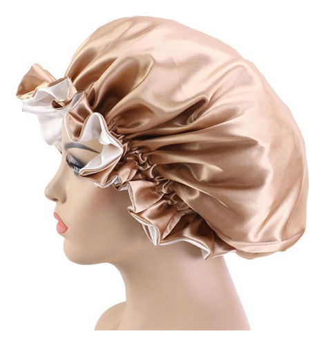 Gorro De Seda Satinado Con Banda Elástica Reversible Caqui