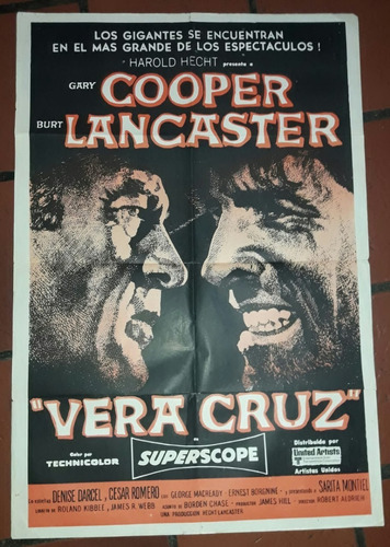 Afiche Original-veracruz-gary Cooper- Burt Lancaster