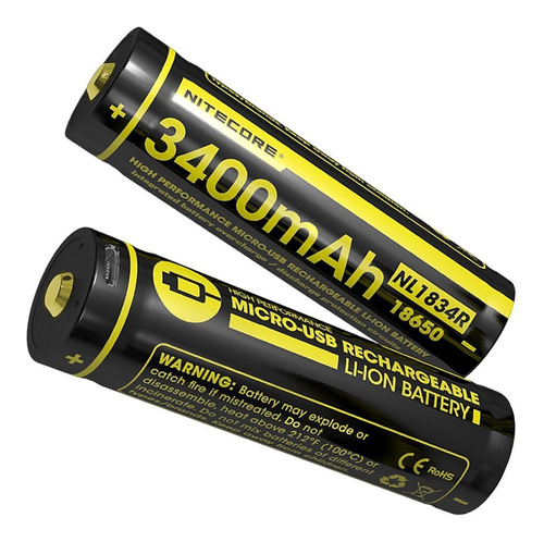 Bateria Recargable Nitecore Nl1834r Li-ion 3.7v 3400mah Usb