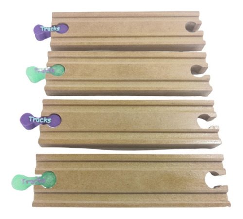 Imagen 3 de 7 de Vías Tren Madera Rectas 8 Unid. Tracks Compatible Trencity