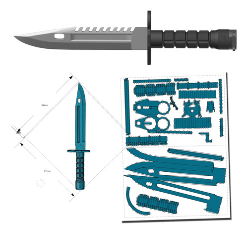 Cuchillo Bayoneta Papercraft