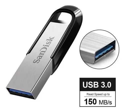 Pendrive SanDisk Ultra Flair 64GB 3.0 prateado e preto
