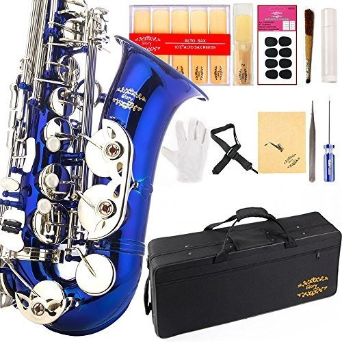 Glory Azul / Plata Teclas  Saxofon Alto Kit
